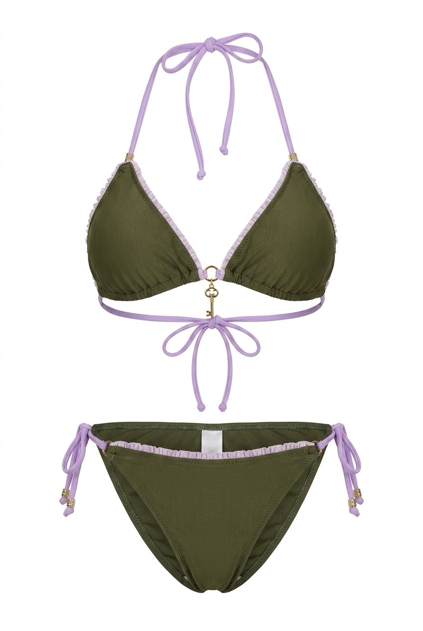 KAKI LILAC - Triangle Top & Tie Bottom